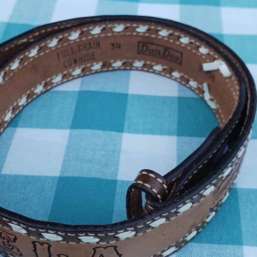 DunDee Cowhide Tooled Leather Belt